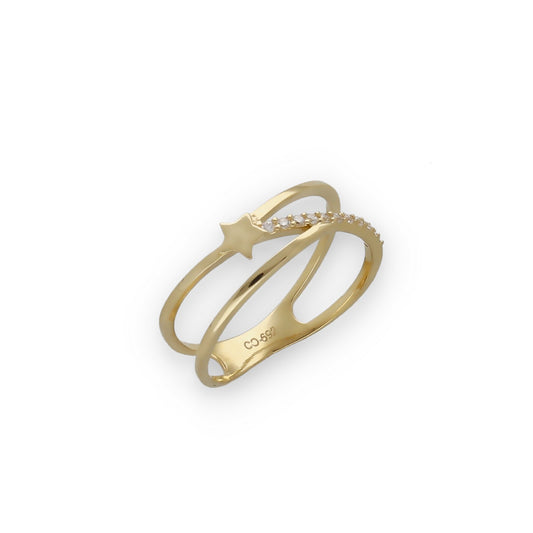 Anillo Entrelazado Modelo Lux Oro 18k y Circonita