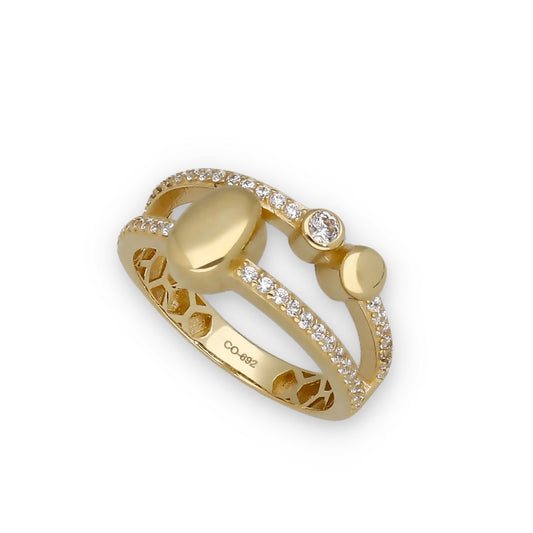 Anillo Modelo Egan en Oro de Ley y Circonitas