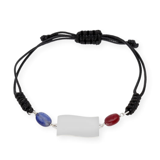 Pulsera Macramé Estados Unidos en Plata Esmaltada y Piedras de Color