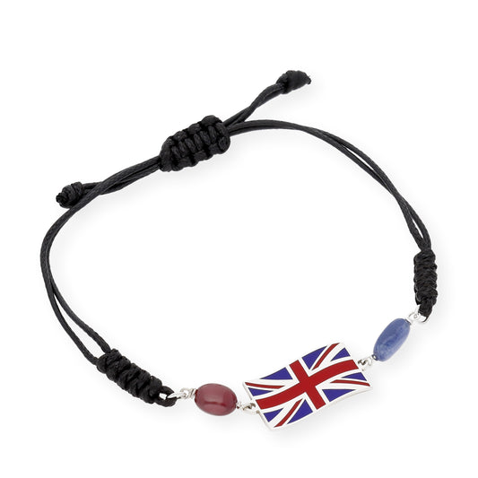 Pulsera Macramé Reino Unido en Plata Esmaltada y Piedras de Color