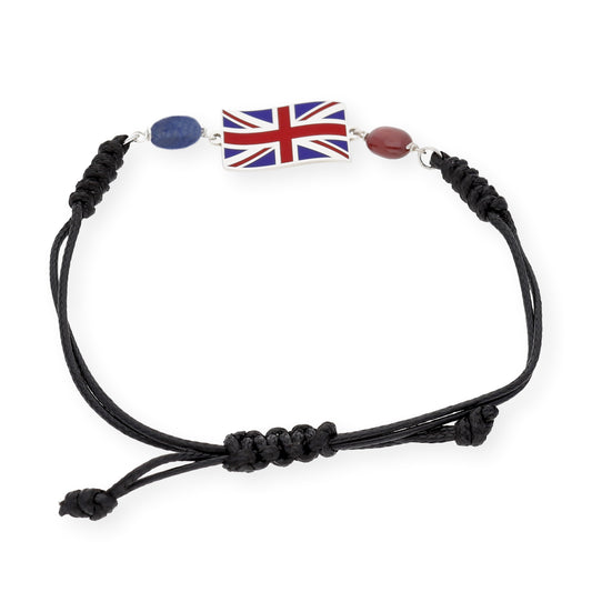 Pulsera Macramé Reino Unido en Plata Esmaltada y Piedras de Color