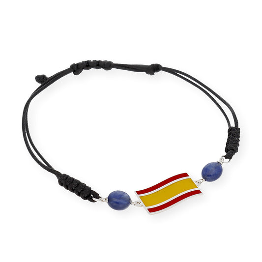 Pulsera Macramé España en Plata Esmaltada y Piedras de Color