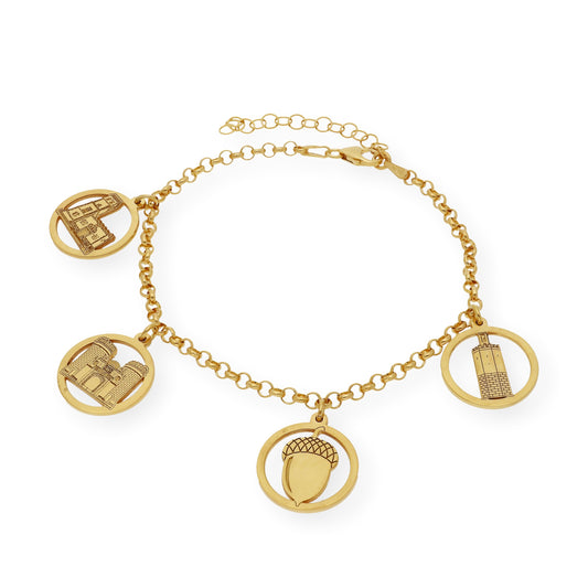 Pulsera Charms de Badajoz en Plata de Ley 925 Bañada en Oro 18K