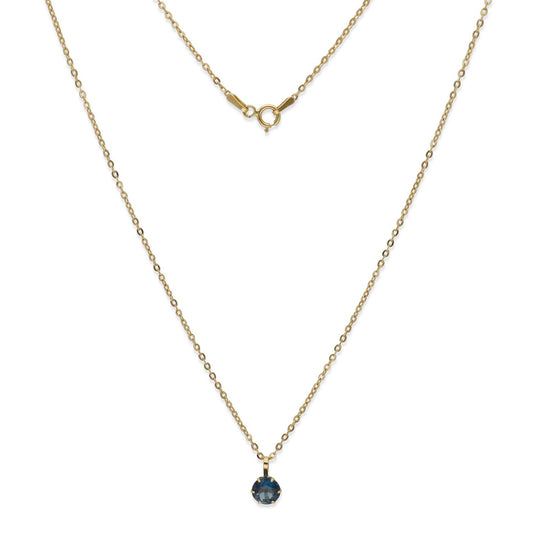 Collar con Colgante Deep en Oro de Ley 18K y Topacio Azul London