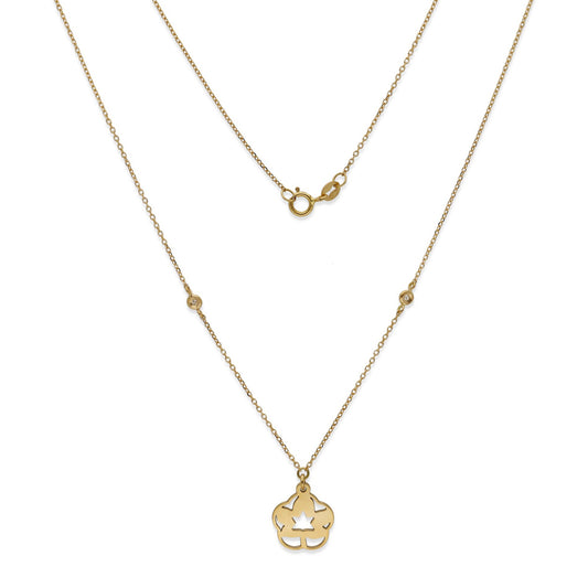 Gargantilla Hoja con Diamantes en Oro de Ley 18K