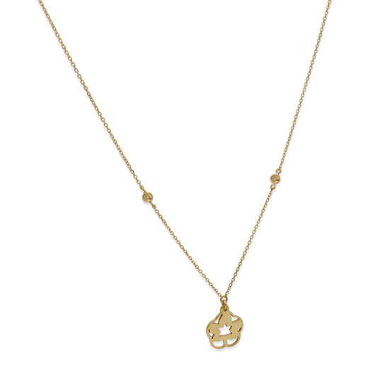 Gargantilla Hoja con Diamantes en Oro de Ley 18K