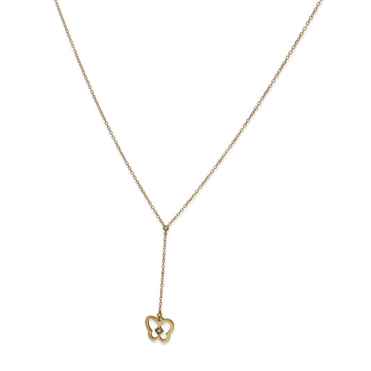 Gargantilla Mariposa con Diamante en Oro de Ley 18K