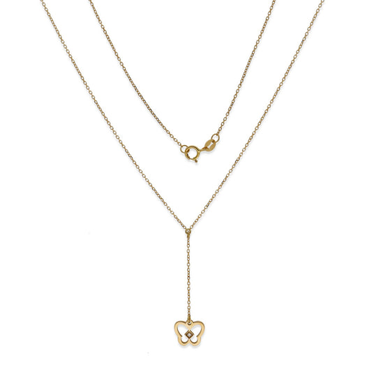 Gargantilla Mariposa con Diamante en Oro de Ley 18K