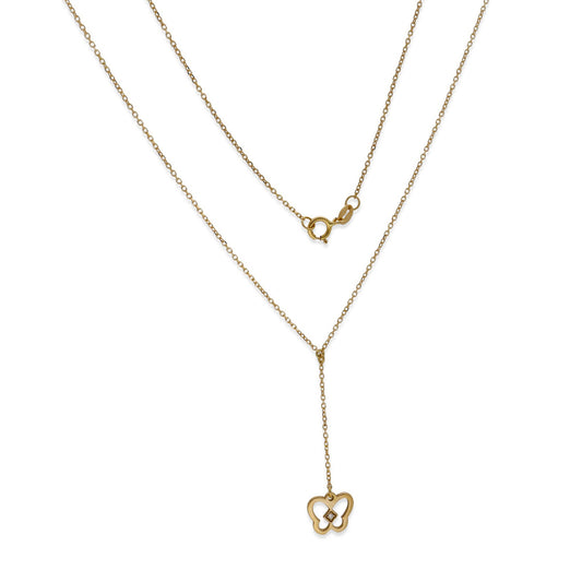 Gargantilla Mariposa con Diamante en Oro de Ley 18K