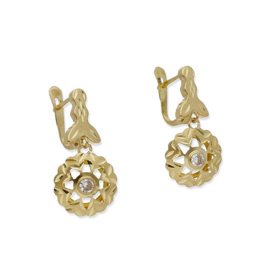 Pendientes Cubana Modelo Luant en Oro y Circonita