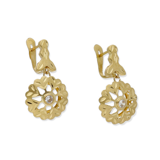 Pendientes Cubana Modelo Lyam en Oro y Circonita