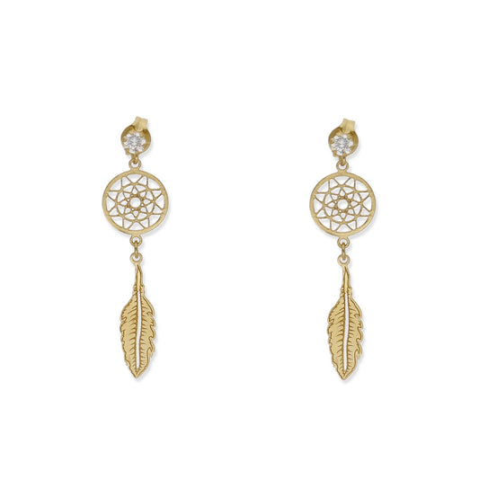 Pendientes Atrapa Sueños de Oro y Circonitas