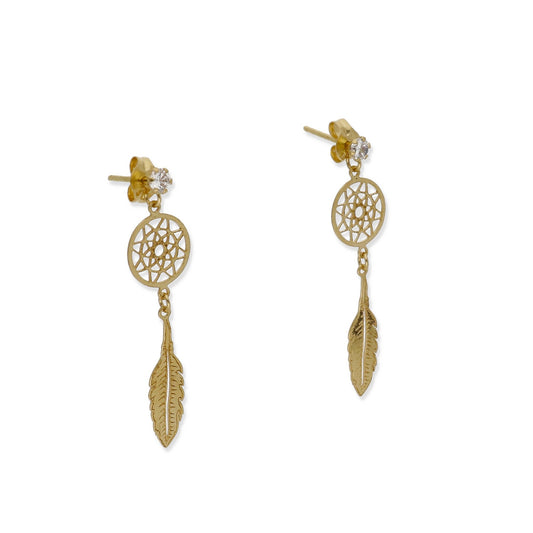 Pendientes Atrapa Sueños de Oro y Circonitas