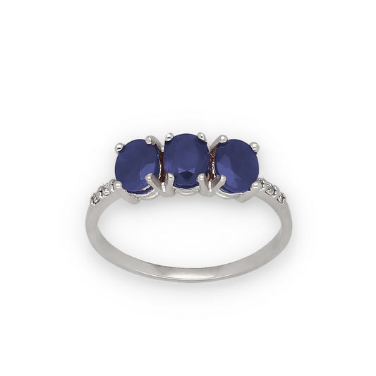 Anillo Lumina en Oro Blanco 18K con Zafiros y Diamantes