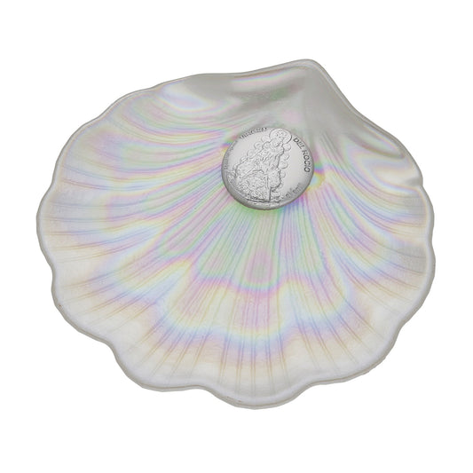 Concha de Bautismo Virgen del Rocío en Nácar y Plata Bilaminada