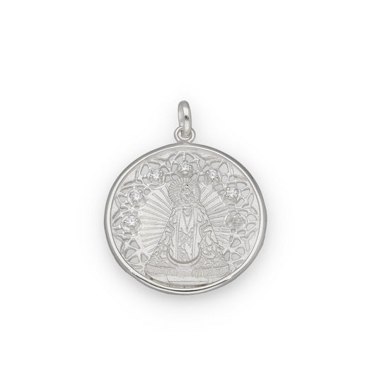 Medalla Virgen de La Soledad Plata 925 y Circonitas
