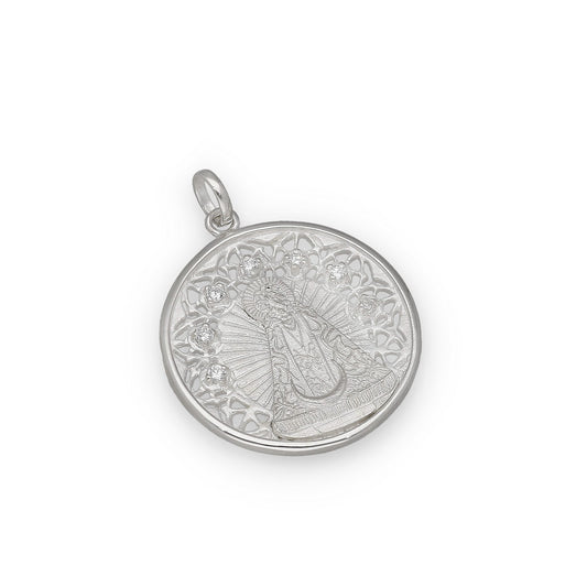 Medalla Virgen de La Soledad Plata 925 y Circonitas