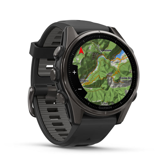 Reloj Garmin Fenix 8 - 43mm AMOLED Sapphire, Titanio DLC con Correa Nerga/Gris 010-02903-21