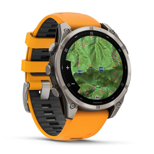 Reloj Garmin Fenix 8 - 47mm AMOLED Sapphire, Titanio con Correa Naranja 010-02904-11