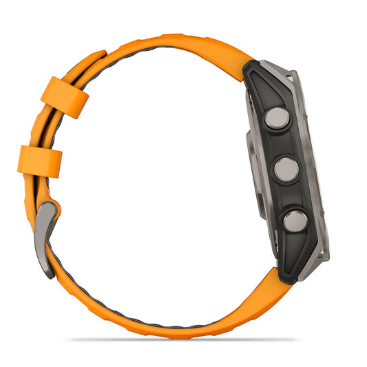 Reloj Garmin Fenix 8 - 47mm AMOLED Sapphire, Titanio con Correa Naranja 010-02904-11