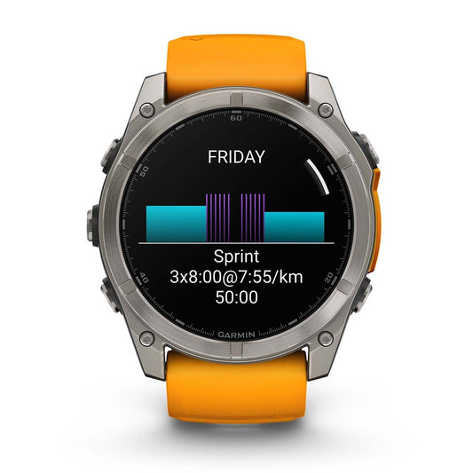 Reloj Garmin Fenix 8 - 51mm AMOLED Sapphire, Titanio con Correa Naranja 010-02905-11