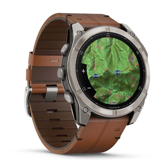 Reloj Garmin Fenix 8 - 51mm AMOLED Sapphire, Titanio con Correa Cuero Marrón 010-02905-40