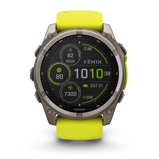 Reloj Garmin Fenix 8 - 51mm Solar Sapphire, Titanio con Correa Amarilla 010-02907-21