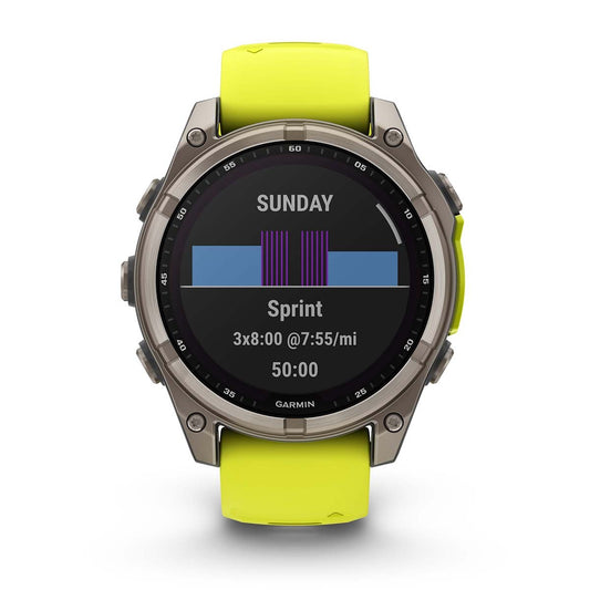 Reloj Garmin Fenix 8 - 47mm Solar Sapphire, Titanio con Correa Amarilla 010-02906-21