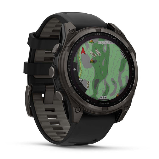 Reloj Garmin Fenix 8 - 47mm Solar Sapphire, Titanio DLC con Correa Negra 010-02906-11