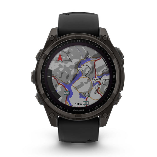Reloj Garmin Fenix 8 - 47mm Solar Sapphire, Titanio DLC con Correa Negra 010-02906-11