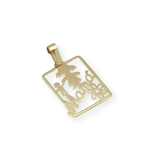 Colgante Mamá Modelo Child en Oro 18k con Diseño de Niño y Niña