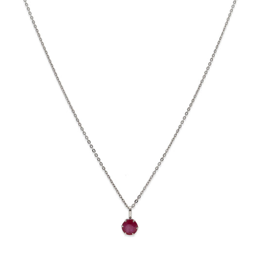 Collar con Colgante Deep en Oro Blanco de Ley 18K y Rubí