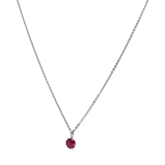 Collar con Colgante Deep en Oro Blanco de Ley 18K y Rubí