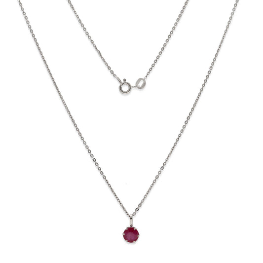 Collar con Colgante Deep en Oro Blanco de Ley 18K y Rubí