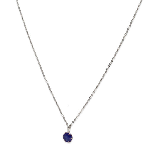 Collar con Colgante Deep en Oro Blanco de Ley 18K y Zafiro