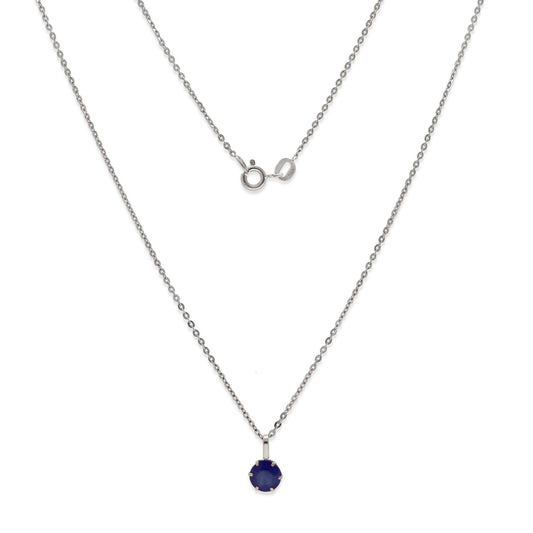 Collar con Colgante Deep en Oro Blanco de Ley 18K y Zafiro