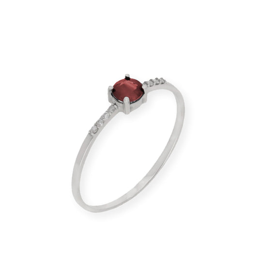 Anillo Chiara en Oro Blanco 18K con Rubí y Diamantes