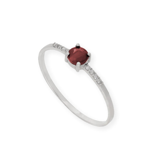 Anillo Chiara en Oro Blanco 18K con Rubí y Diamantes