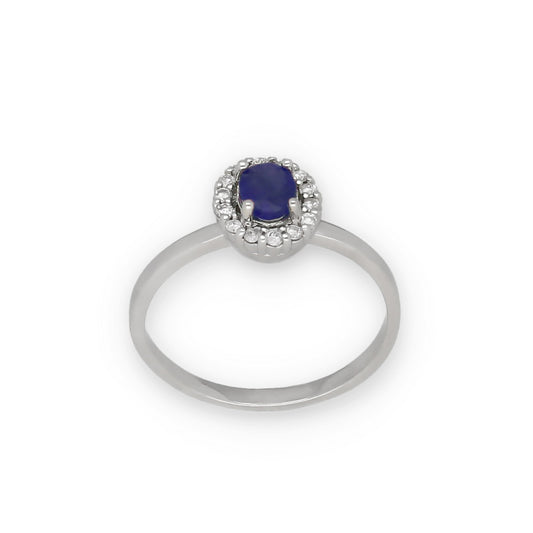 Anillo Lady en Oro Blanco 18k con Diamantes y Zafiros