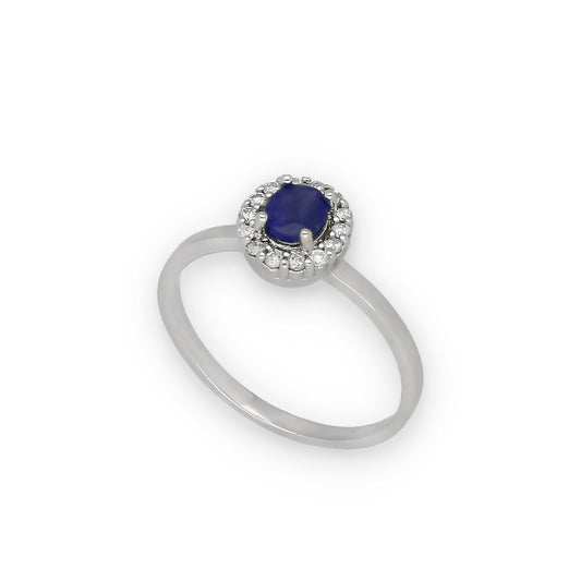 Anillo Lady en Oro Blanco 18k con Diamantes y Zafiros