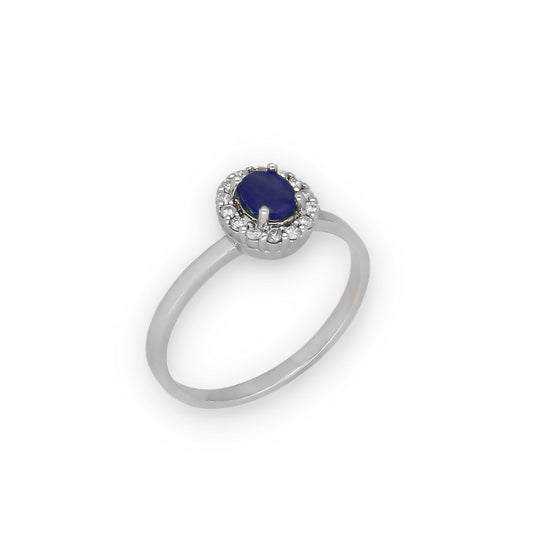 Anillo Lady en Oro Blanco 18k con Diamantes y Zafiros