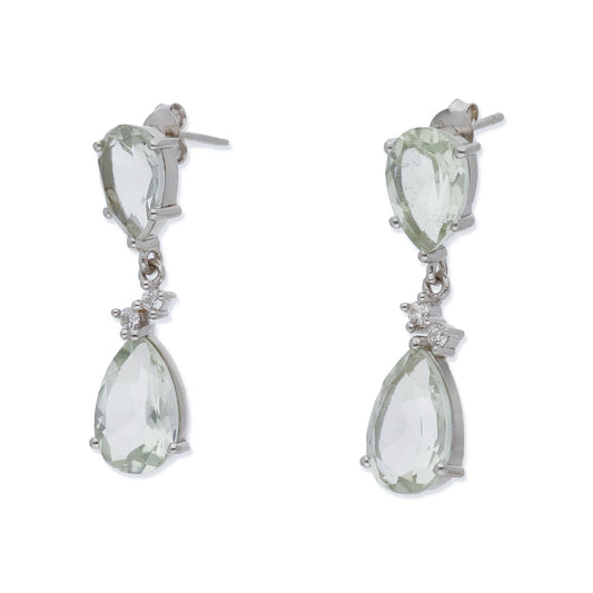 Pendientes Luz  en plata de ley 925 y Gema Verde Agua