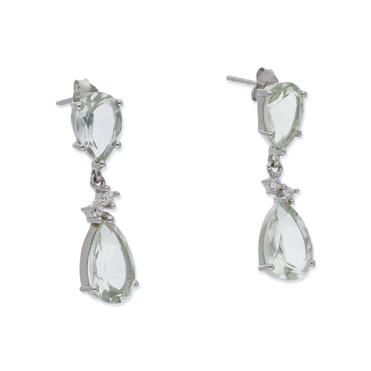 Pendientes Luz  en plata de ley 925 y Gema Verde Agua