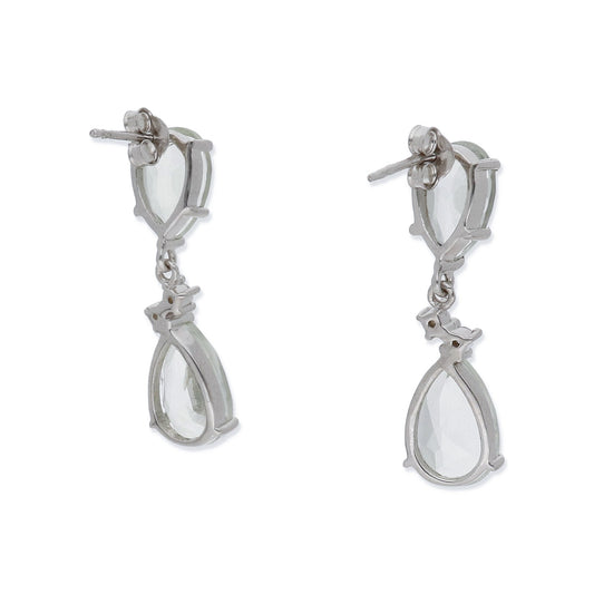 Pendientes Luz  en plata de ley 925 y Gema Verde Agua