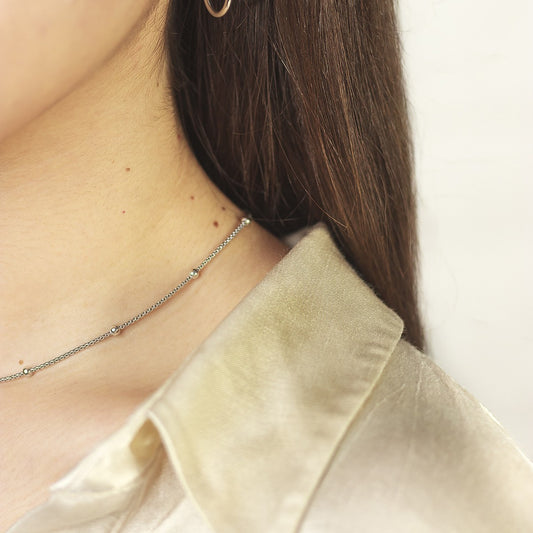 Gargantilla de Bolitas en Plata de Ley 925 Bañada en Oro 18K