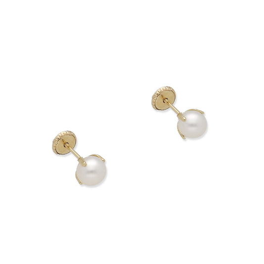 Pendientes niñas Oro Y Perlas en Patillas 5 mm