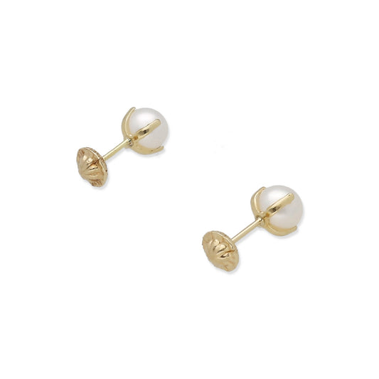 Pendientes niñas Oro Y Perlas en Patillas 5 mm