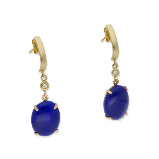 Pendientes Modelo Índigo en Oro con Lapislázuli y Diamantes