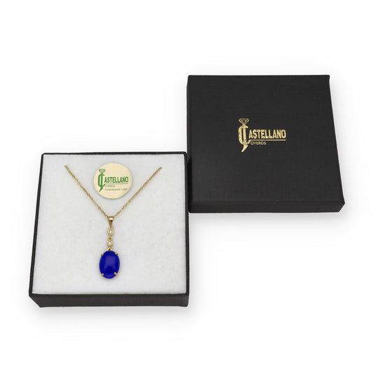 Collar con Colgante Modelo Índigo en Oro con Lapislázuli y Diamantes