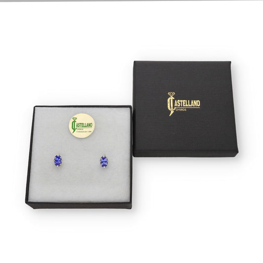 Pendientes Modelo Sizwe Oro Blanco 18k y Tanzanitas